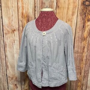 Jacket Cato Woman Cropped  Blue White Striped Button 14/16W Jacket